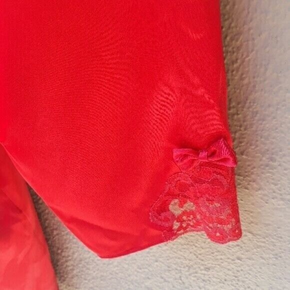 Vintage CACIQUE LINGERIE ROBE LG RED LACEY WRAP ROBE KIMONO NWT Dead Stock - Picture 10 of 13